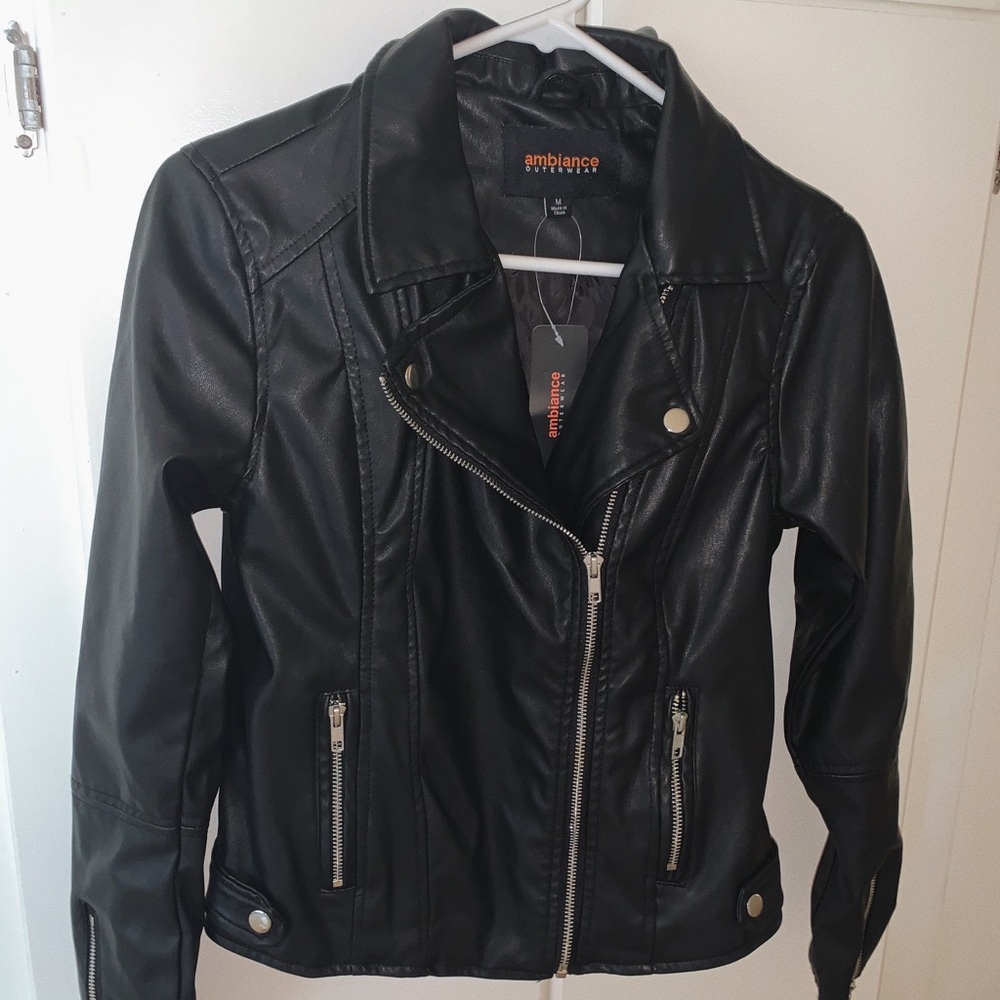 FAUX LEATHER BIKER JACKET! NEW WITH TAGS!